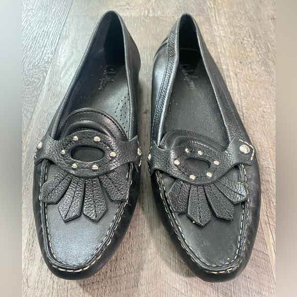 COLE HAAN Women's Black Leather Loafers Moccasins - Picture 4 of 7
